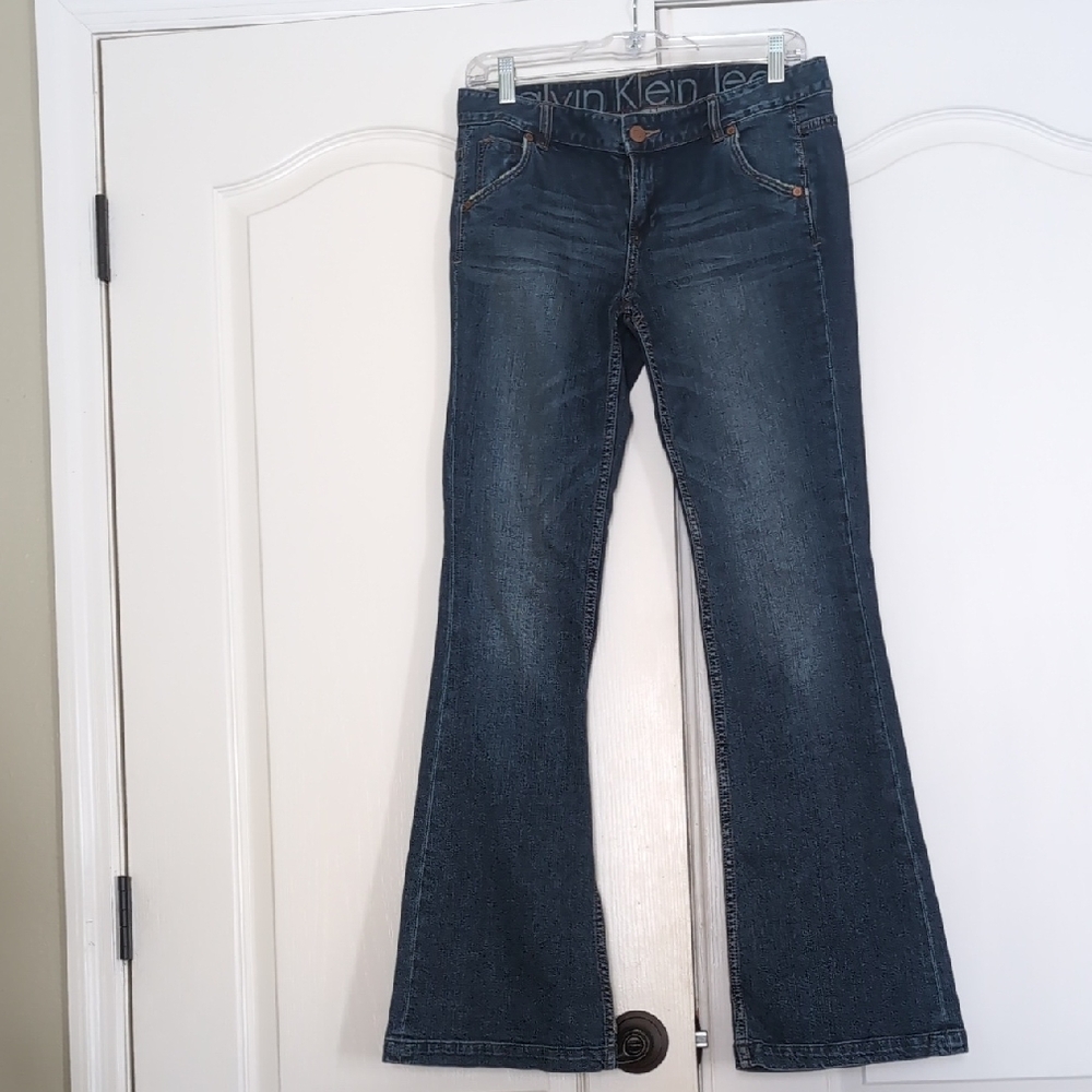 Calvin Klein women's Blue Flare Wide Leg Jeans